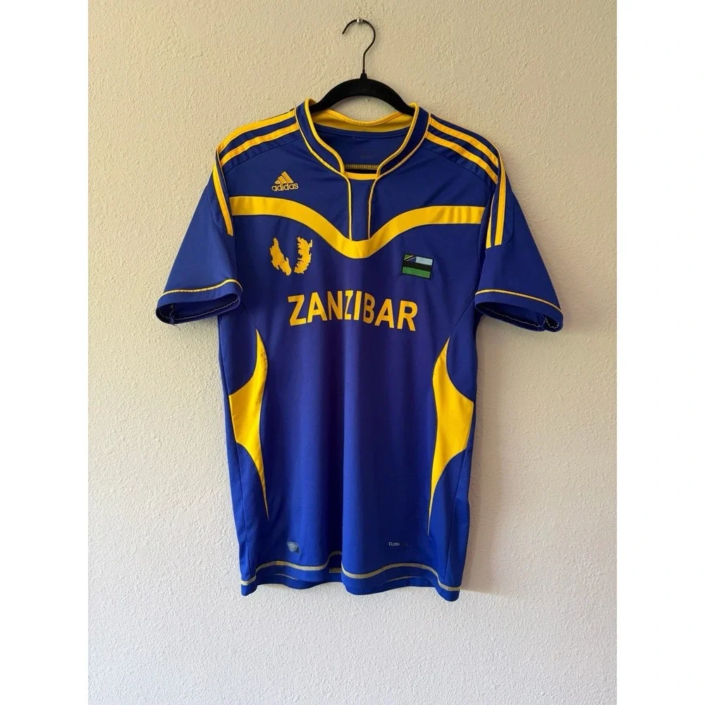 Adidas Slim Fit Zanzibar Mens National Football Team Jersey  Futbol Blue XL